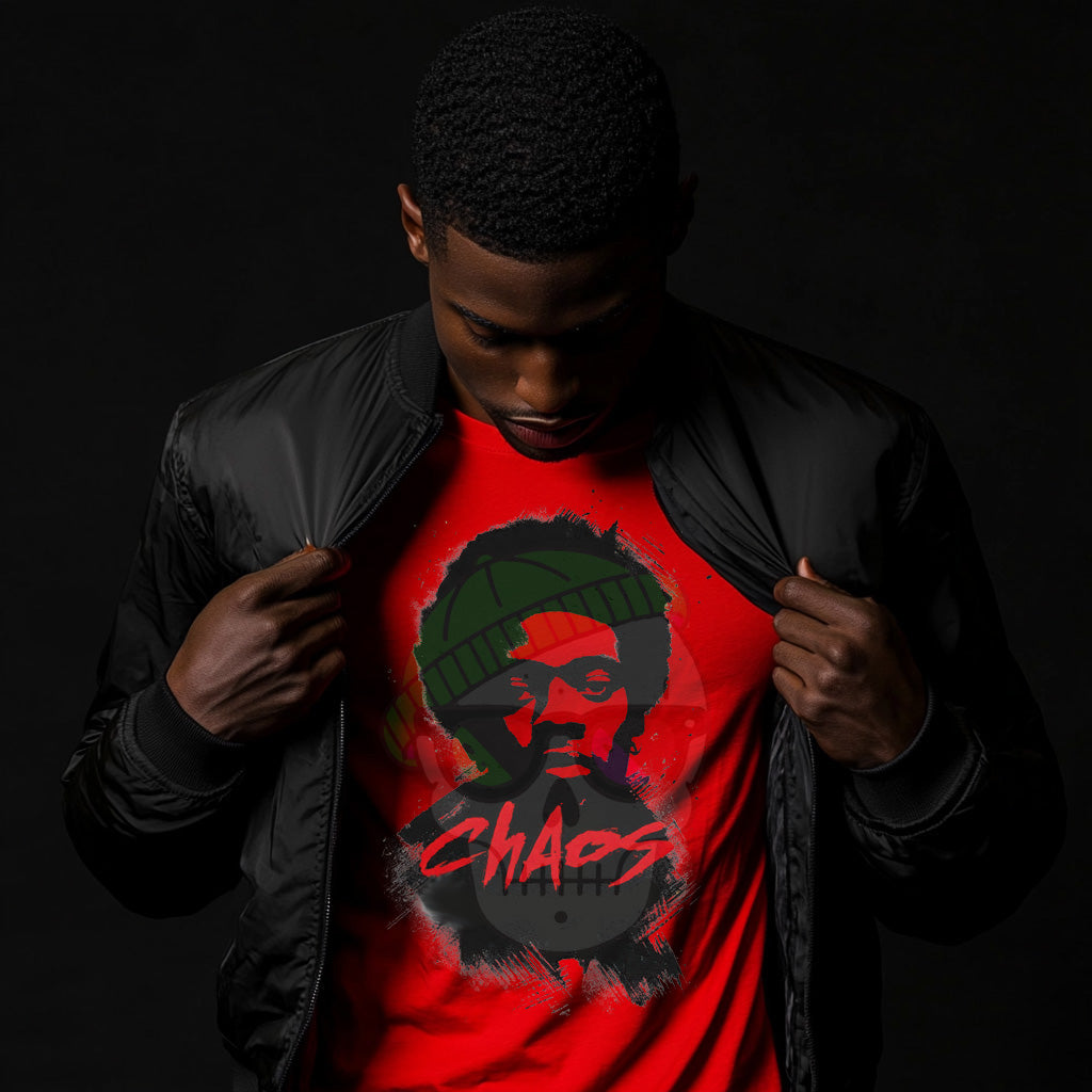 CHAOS Graphic T-Shirt | Bold Streetwear Tee for Men & Women | Red Statement Shirt | Edgy Grunge Style | Unisex Graphic Tee