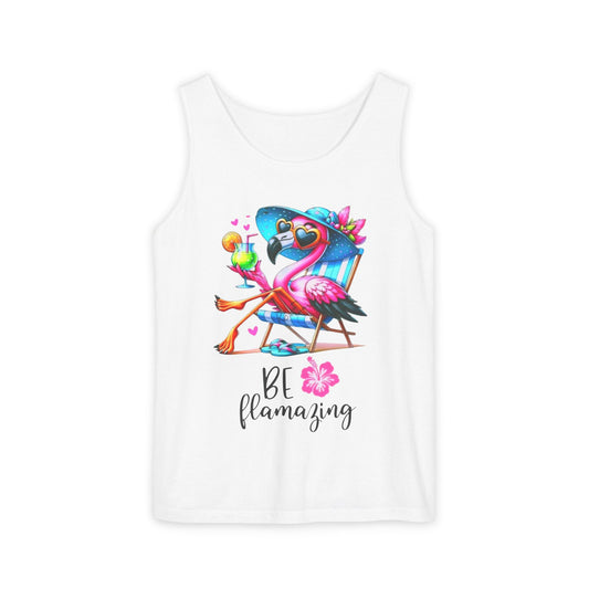 Be Flamazing Flamingo Tank Top Funny Summer Beach Shirt Comfort Colors Unisex Tank Tropical Graphic Tee Flamingo Gift for Her