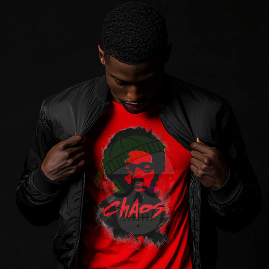 CHAOS Graphic T-Shirt | Bold Streetwear Tee for Men & Women | Red Statement Shirt | Edgy Grunge Style | Unisex Graphic Tee